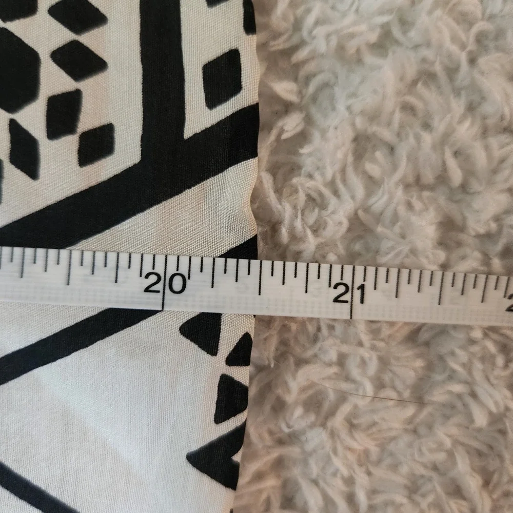Michael Murray Vintage Silk Scarf Black White Geometric‎ Tribal Square 21x20.5